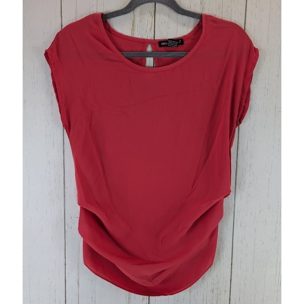 Unbranded Size XS Red Cap Sleeve Womens Casual Blouse Top